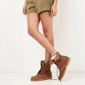 Roots Tribe Leather Brown Lace-Up Ankle Boots With Natural Rubber Sole Size 7.5